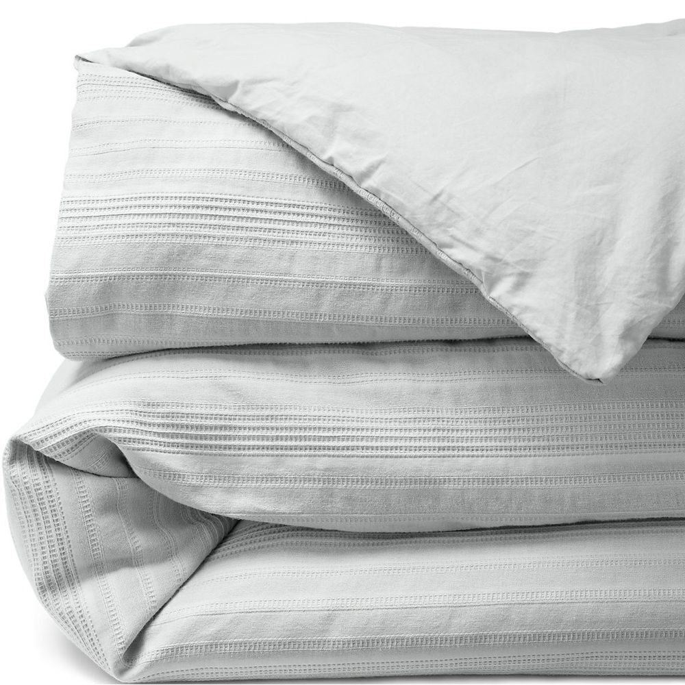 Land's End Cotton King Size Luxury Comforter 100% Cotton Quilted Fog Stripe King